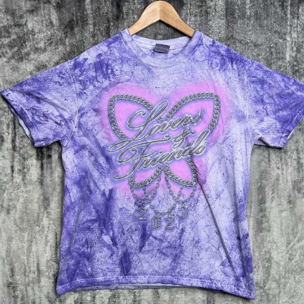 Lovers & Friends 2023 Lineup T Shirt Size Large Rare Tie Dye Purple